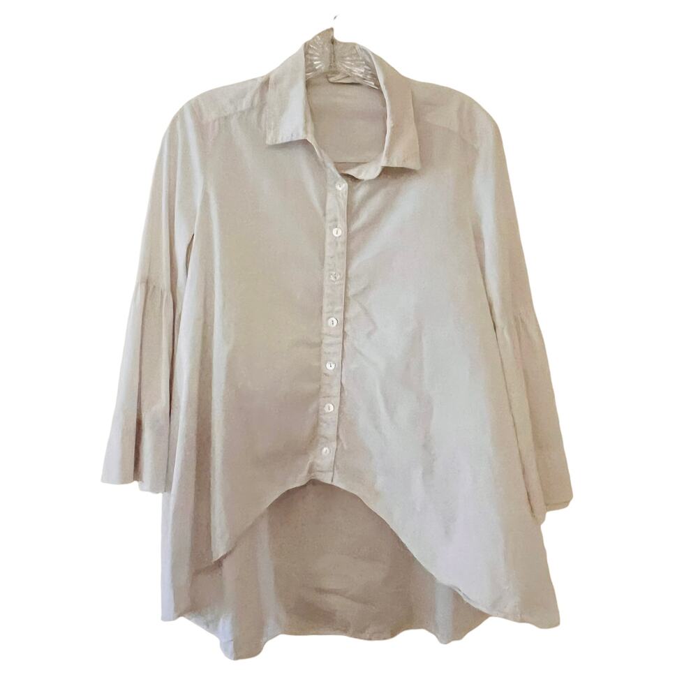 Nicole Miller Lexi. Light Pink Hi Low Button Up Top Size Small - Picture 2 of 12